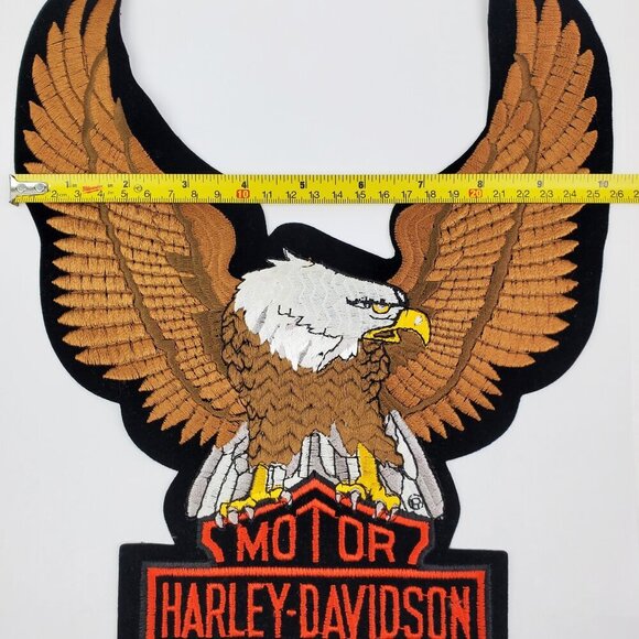 Harley Davidson Vintage Patch 90s Eagle Up Wing Bar Shield 13x10" Iron On NOS - Picture 4 of 9